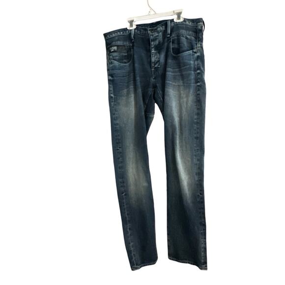 G-STAR RAW Blades Streetwear Blue Jeans Back Buckle Size 36 x 34 Distressed - Picture 1 of 13